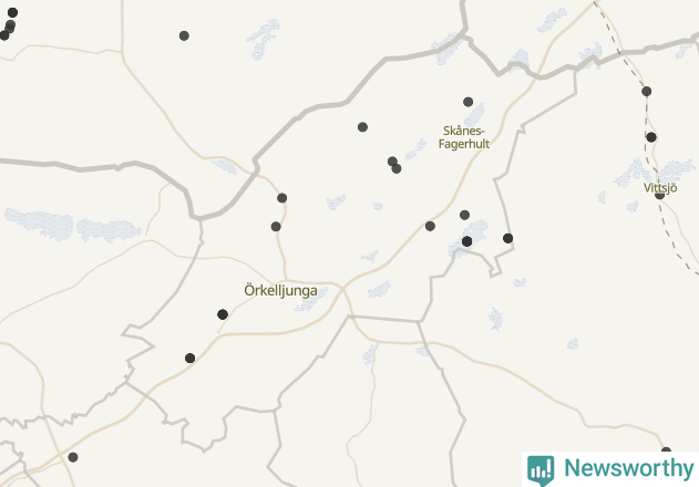 Karta över Örkelljunga kommun