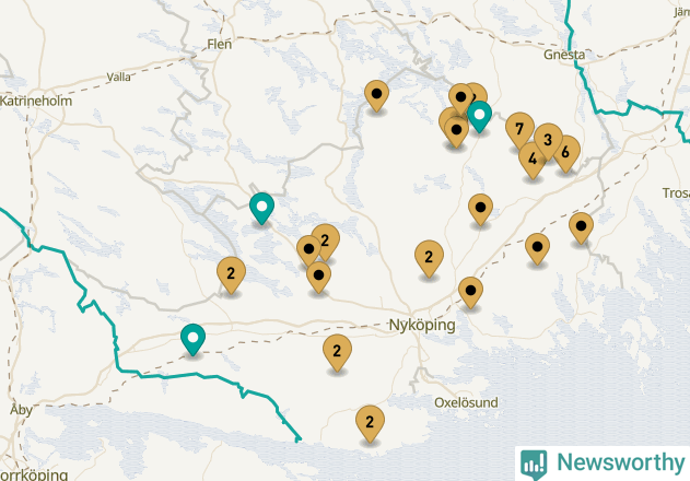Karta över Nyköpings kommun