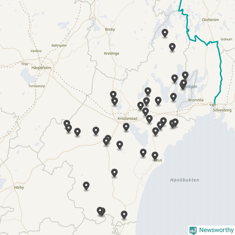 Karta över Kristianstads kommun