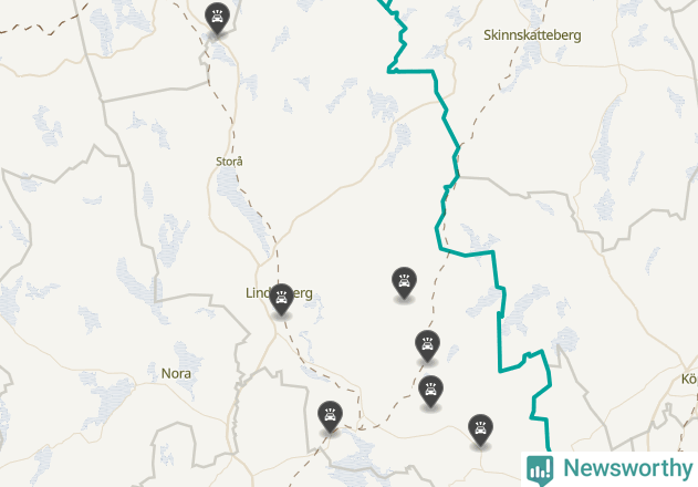 Karta över viltolyckor i Lindesbergs kommun