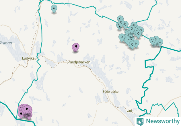 Karta över vindkraftverk i Smedjebackens kommun