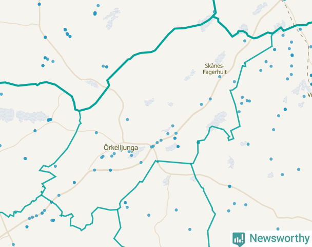 Karta över Örkelljunga kommun