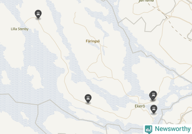 Karta över viltolyckor i Ekerö kommun