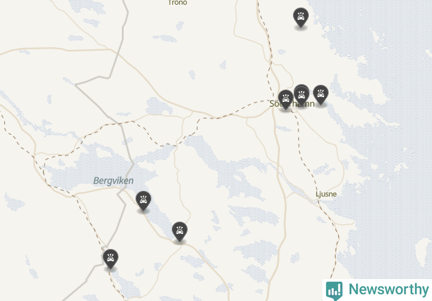 Karta över viltolyckor i Söderhamns kommun