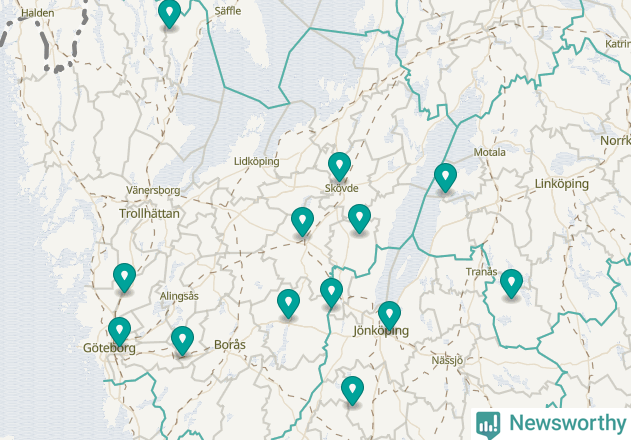 Karta över Hjo kommun