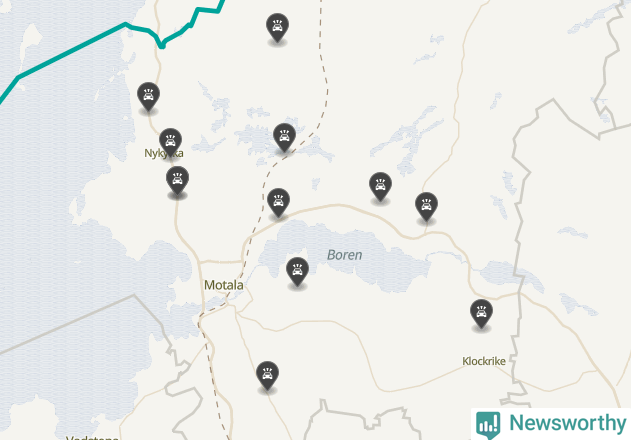 Karta över viltolyckor i Motala kommun