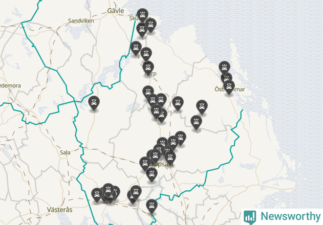 Karta över Uppsala län