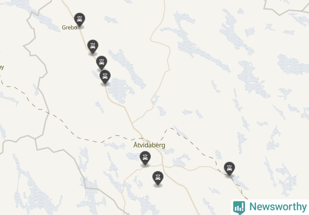 Karta över viltolyckor i Åtvidabergs kommun