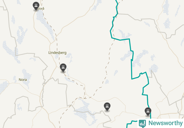 Karta över viltolyckor i Lindesbergs kommun