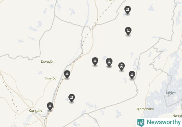 Karta över viltolyckor i Ale kommun