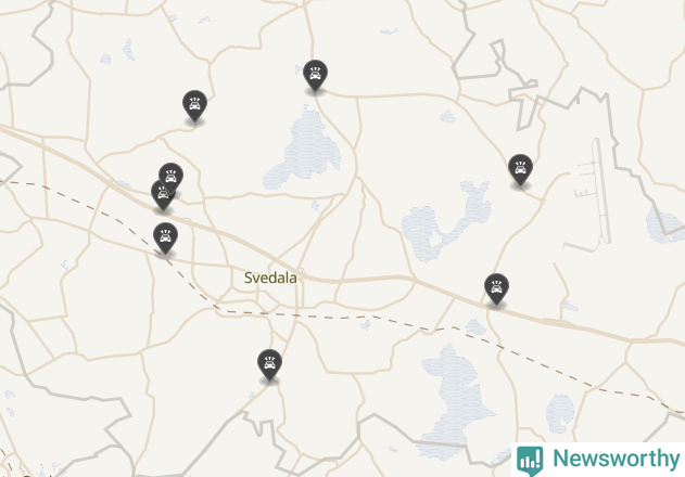 Karta över viltolyckor i Svedala kommun