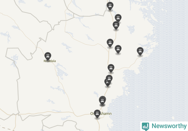 Karta över viltolyckor i Oskarshamns kommun