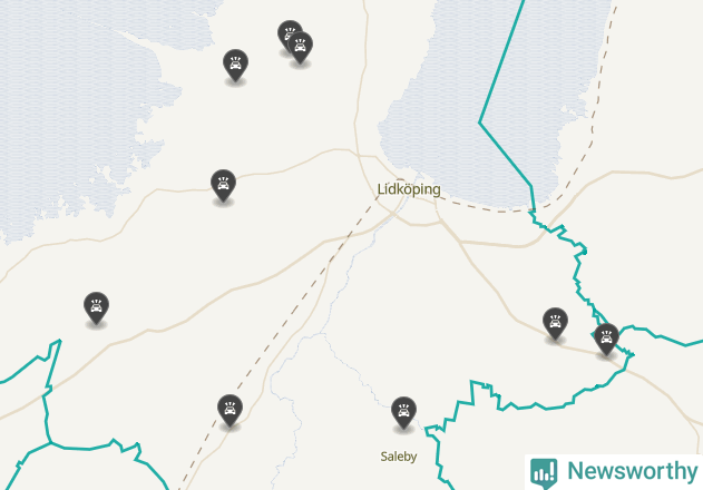 Karta över viltolyckor i Lidköpings kommun