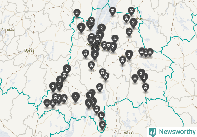 Karta över Jönköpings län