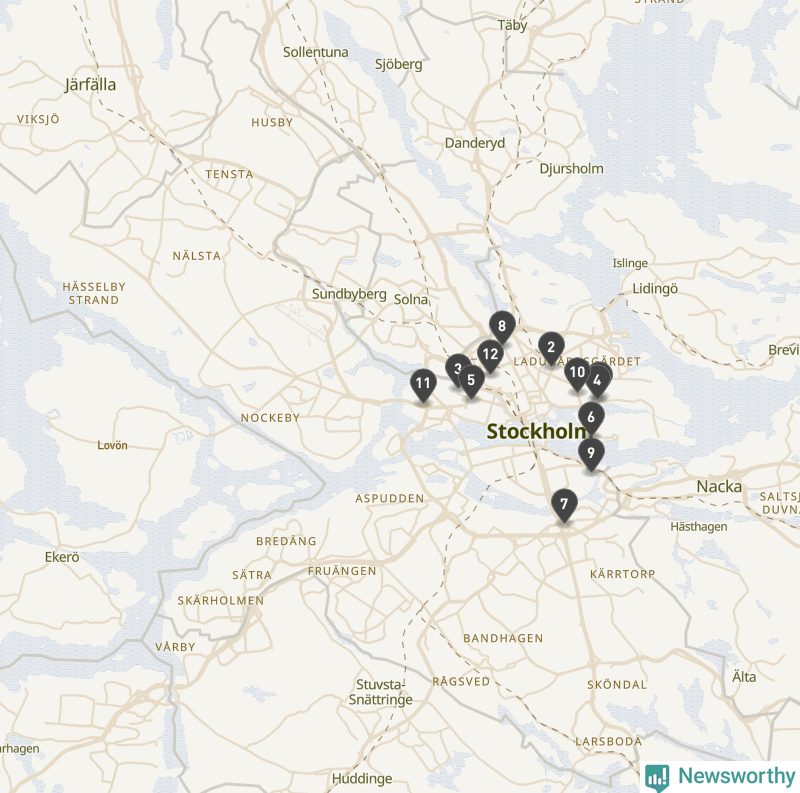 Karta över Stockholms kommun
