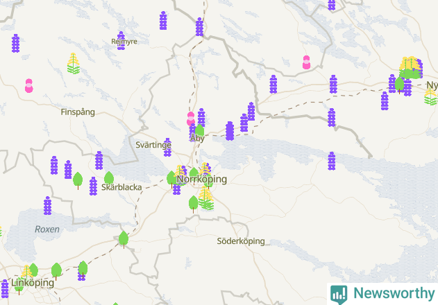 Karta över Norrköpings kommun