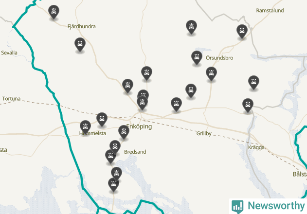 Karta över viltolyckor i Enköpings kommun