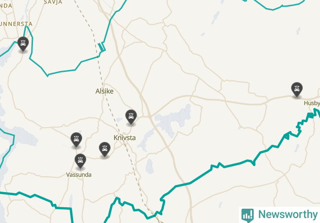 Karta över viltolyckor i Knivsta kommun