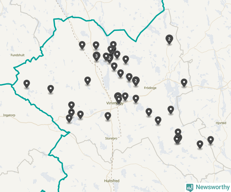 Karta över Vimmerby kommun