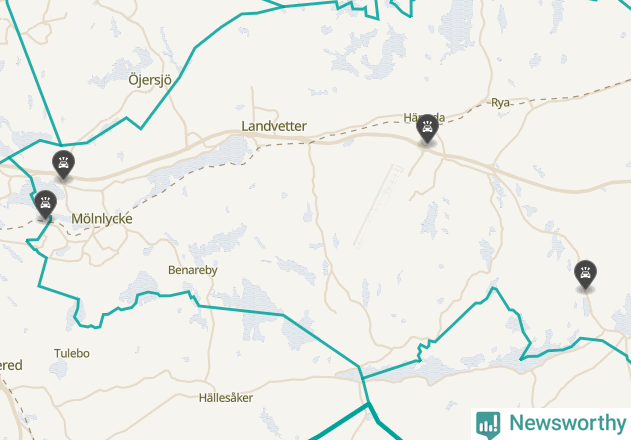 Karta över viltolyckor i Härryda kommun