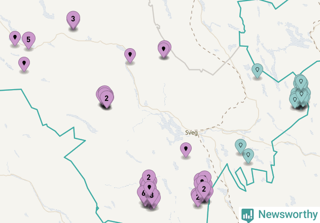Karta över vindkraftverk i Härjedalens kommun