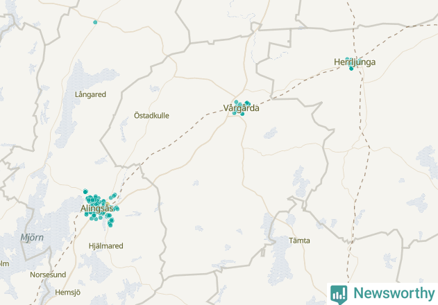 Karta över Vårgårda kommun