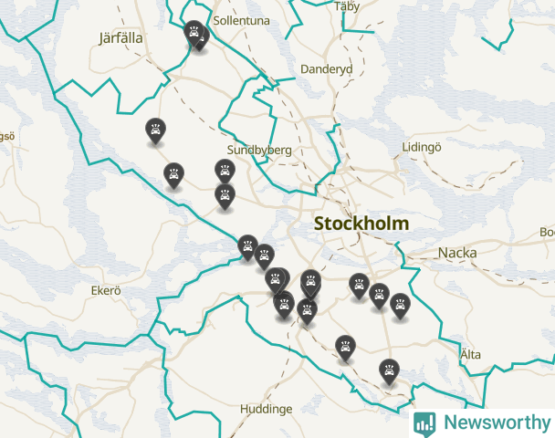 Karta över viltolyckor i Stockholms kommun