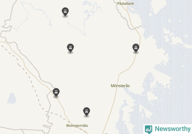 Karta över viltolyckor i Mönsterås kommun