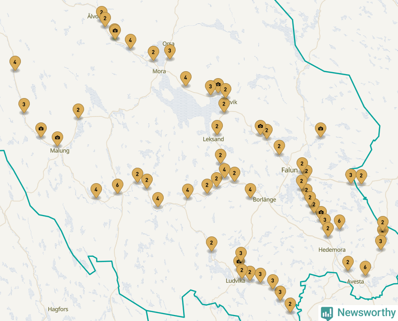 Karta över Dalarnas län