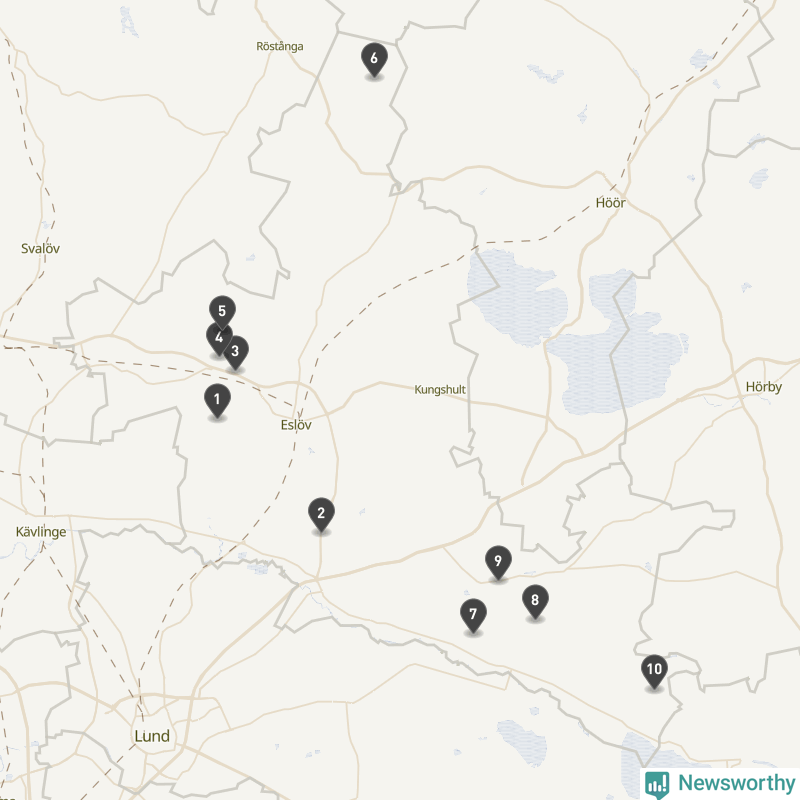 Karta över Eslövs kommun