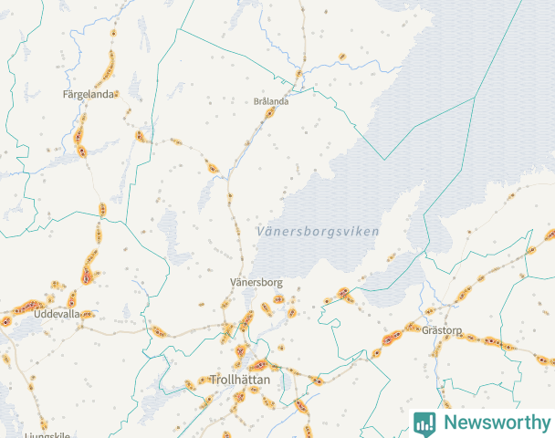 Karta över Vänersborgs kommun