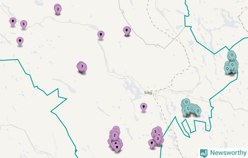 Karta över vindkraftverk i Härjedalens kommun