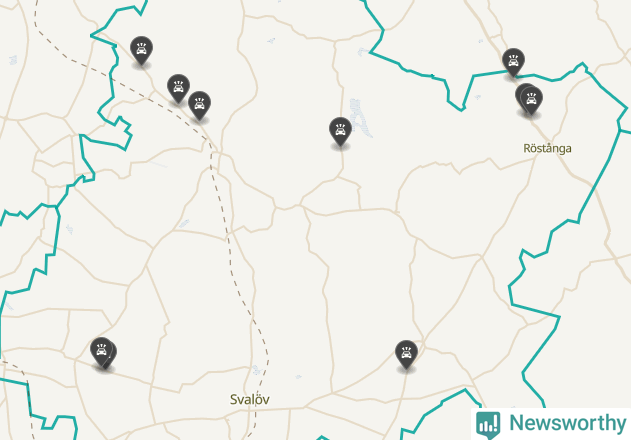 Karta över viltolyckor i Svalövs kommun