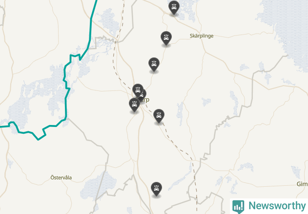 Karta över viltolyckor i Tierps kommun