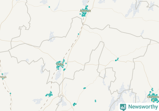 Karta över Osby kommun