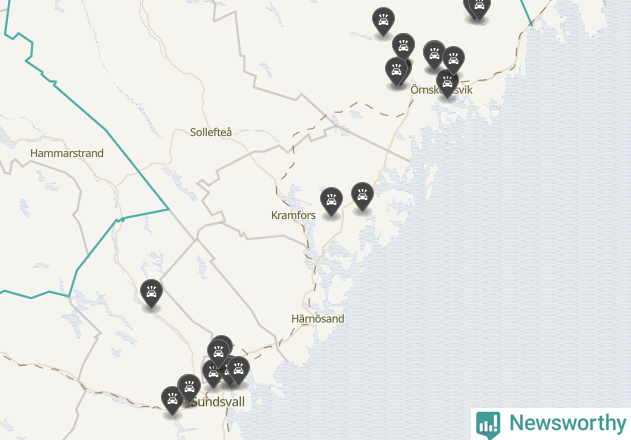 Karta över viltolyckor i Västernorrlands län