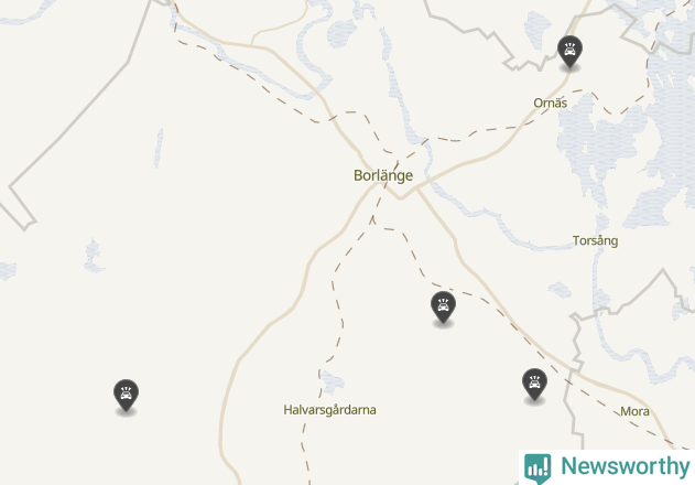 Karta över viltolyckor i Borlänge kommun