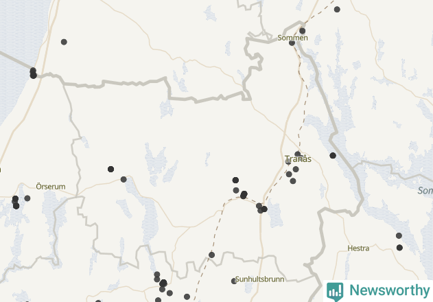 Karta över Tranås kommun