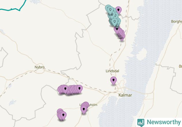 Karta över vindkraftverk i Kalmar kommun