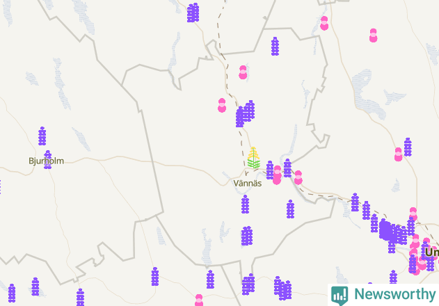 Karta över Vännäs kommun