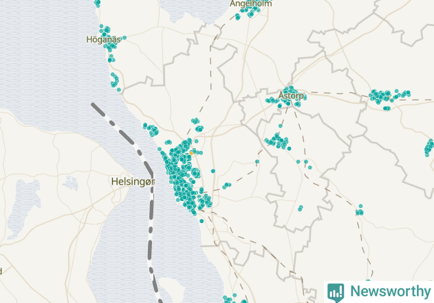 Karta över Helsingborgs kommun