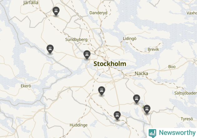 Karta över viltolyckor i Stockholms kommun