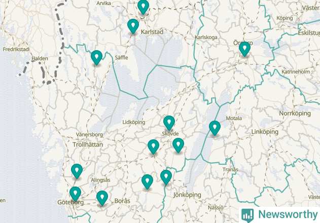 Karta över Mariestads kommun