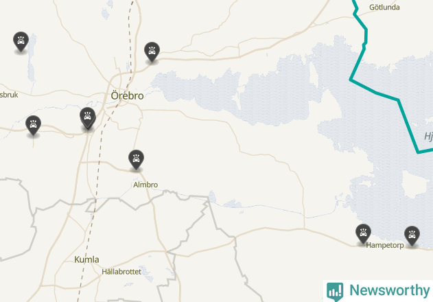Karta över viltolyckor i Örebro kommun