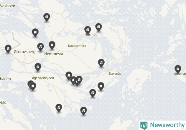 Karta över Värmdö kommun