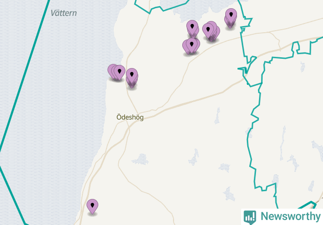 Karta över vindkraftverk i Ödeshögs kommun