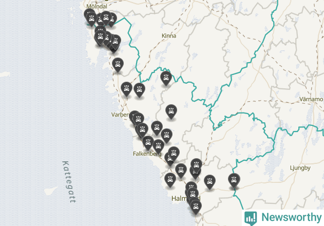 Karta över Hallands län