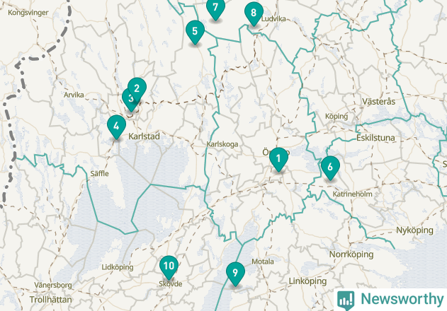 Karta över Degerfors kommun