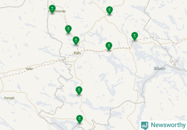 Karta över Flens kommun