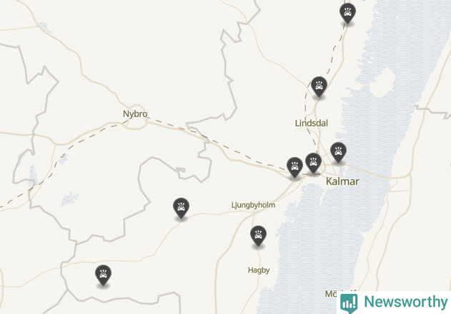 Karta över viltolyckor i Kalmar kommun